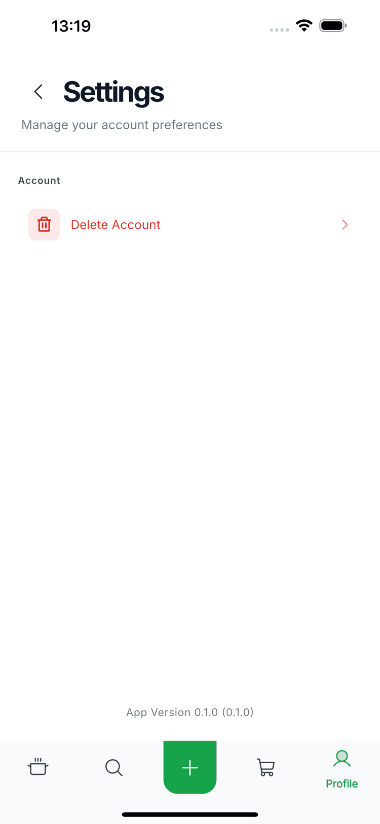 Step 2: Find Delete Account option